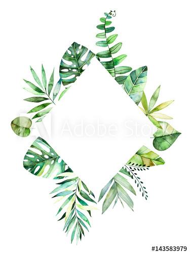 Colorful Rhombus Logo - Colorful floral rhombus frame with colorful tropical leaves