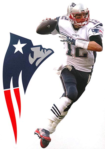 Brady Logo - FATHEAD Tom Brady Mini New England Patriots Logo Official NFL Vinyl Wall Graphic 7 INCH