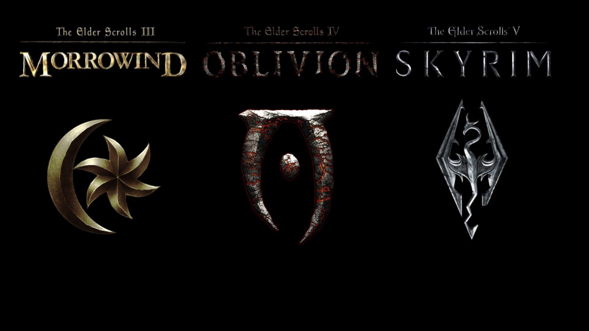 Morrowind Logo - Morrowind, Oblivion, and Skyrim logo HD wallpaper | Wallpaper Flare