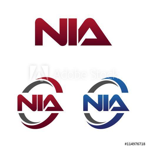 Nia Logo - Modern 3 Letters Initial logo Vector Swoosh Red Blue nia this