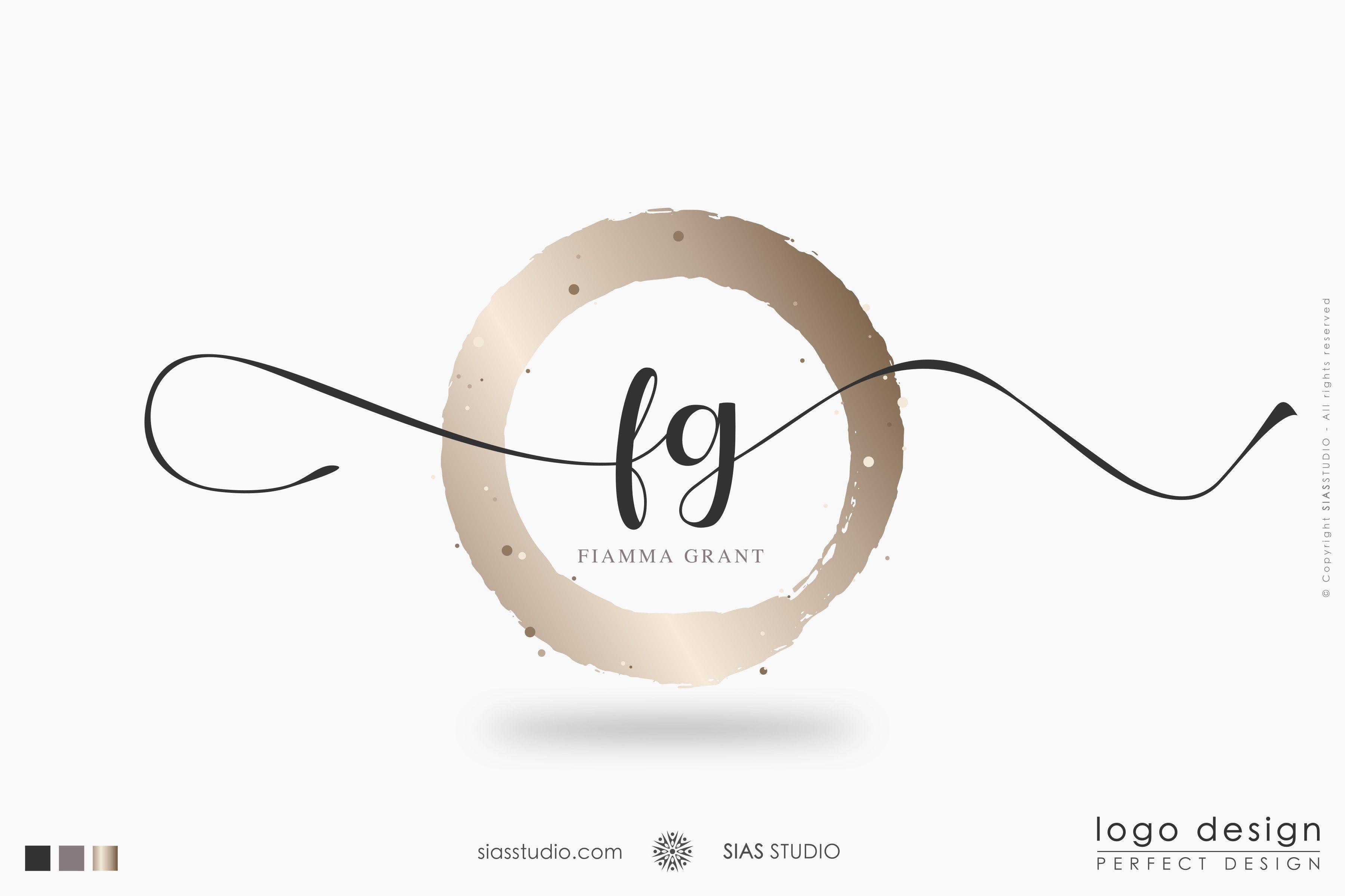 FG Logo - Logo design fg with gold effect circle and initials