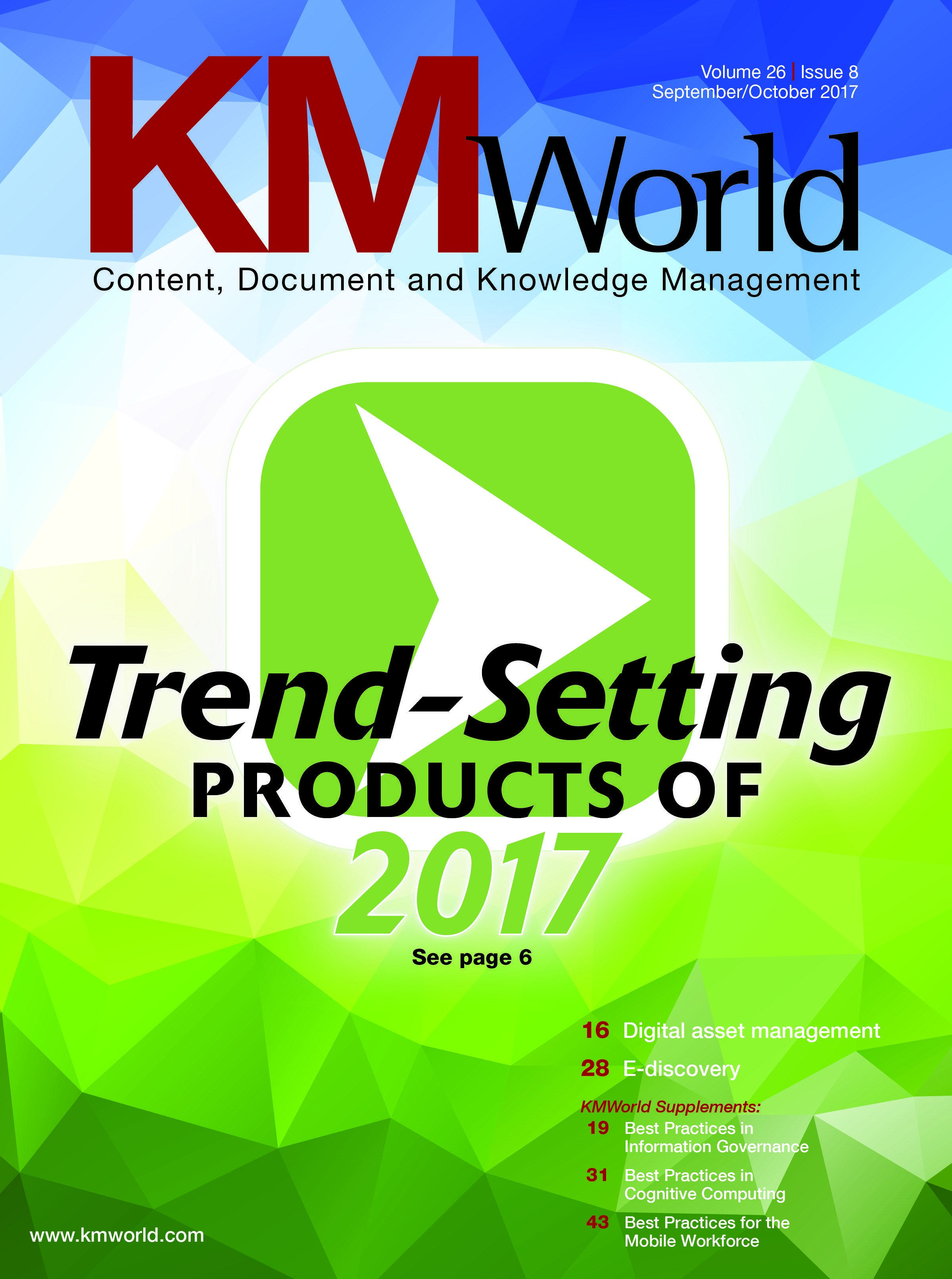 KMWorld Logo - KMWorld Trend-Setting Products of 2017 - KMWorld Magazine