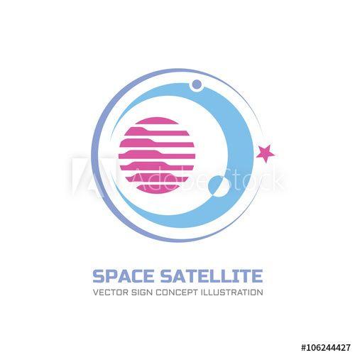 Planets Logo - Space satellite vector logo concept illustration in classic graphic