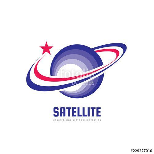 Planets Logo - Space satellite vector logo in classic graphic style. Astronomy sign ...