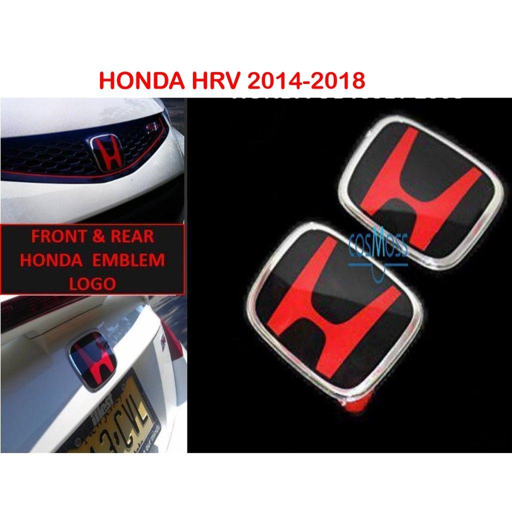 HRV Logo - Honda HRV 2014 Type R Front & Rear Logo(Badge Emblem)Red Black