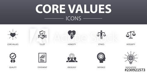 Intergrity Logo - Core values simple concept icons set. Contains such icons as trust ...