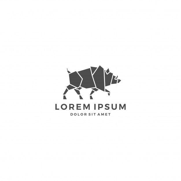 Boar Logo - Boar pig warthog hog origami line outline logo Vector | Premium Download