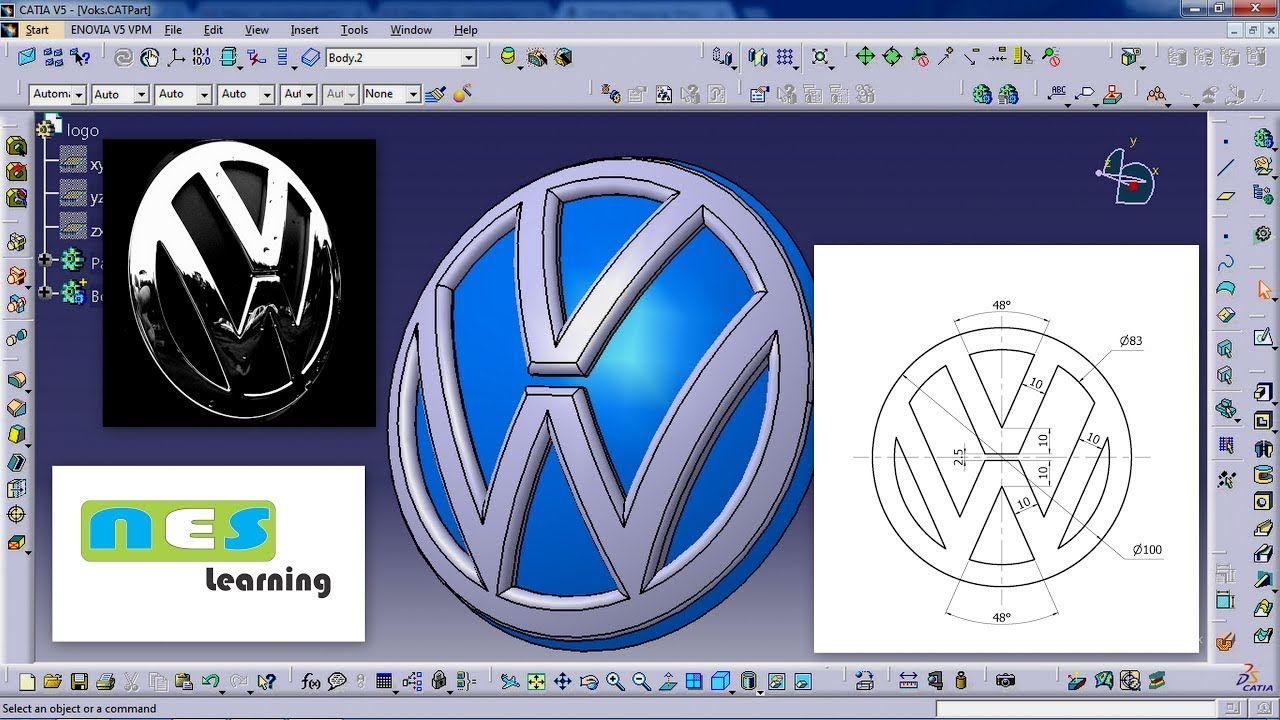 Catia Logo - CATIA V5/V6 Tutorial | volkswagen logo NEW DESIGN