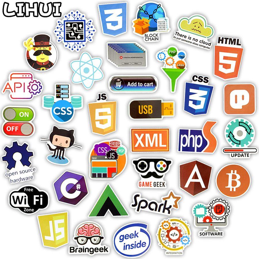 Programming Logo - US $4.24 15% OFF. 100 PCS Internet Programming Language Stickers Java Html Logo Funny Waterproof Sticker For Geeks Hackers To DIY Laptop Phone Car In