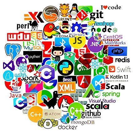 Programming Logo - COMKI Programming Stickers(72pcs Pack No Duplicate), Vinyls Graffiti Stickers Of IT Logo And Geek Coder Languages Series Logo, Developer Programmer