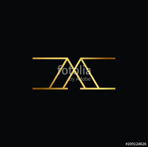 MX Logo - Initial letter M X MX XM minimalist art logo, gold color on black ...