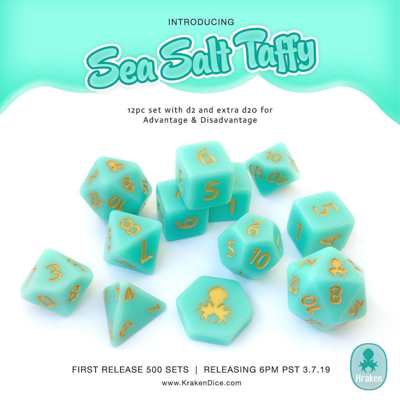 Taffy Logo - Kraken Sweets Sea Salt Taffy 12pc Matte Dice Set With Kraken Logo