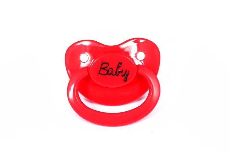 Nuk Logo - Baby custom adult pacifier in red - nuk 6 equivalent. Ddlg/ abdl dummy