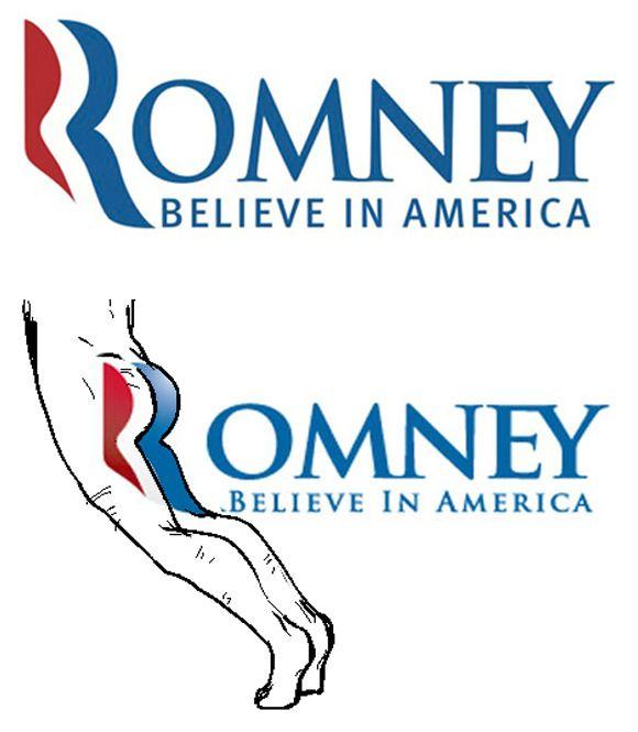 Romney Logo - Cannot Unsee — The R in the Romney logo looks a lot like a man's...