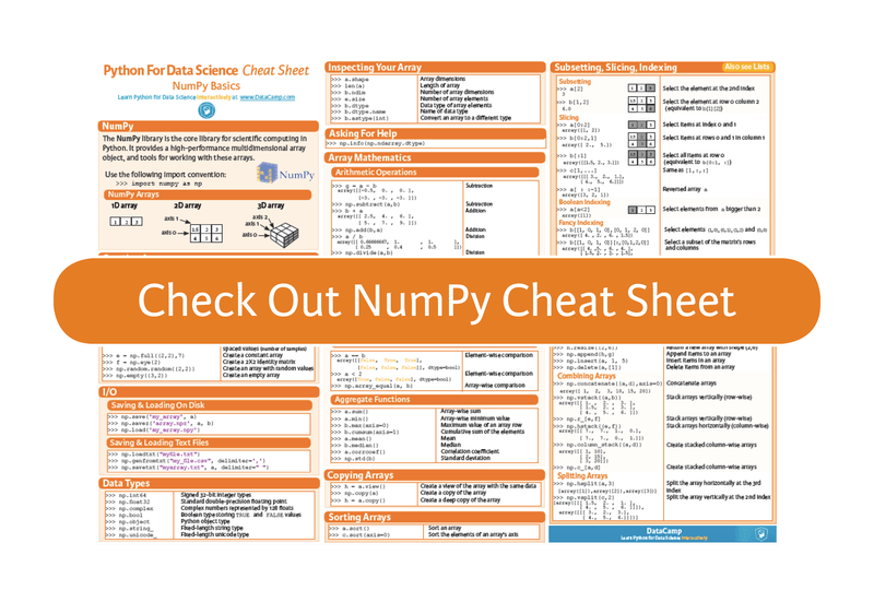 Python-Numpy Logo - NumPy Cheat Sheet: Data Analysis in Python (article) - DataCamp