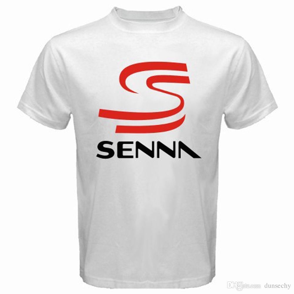 Senna Logo - New AYRTON SENNA Logo Racing Top tee Legend Men's White T-Shirt Size S-3XL