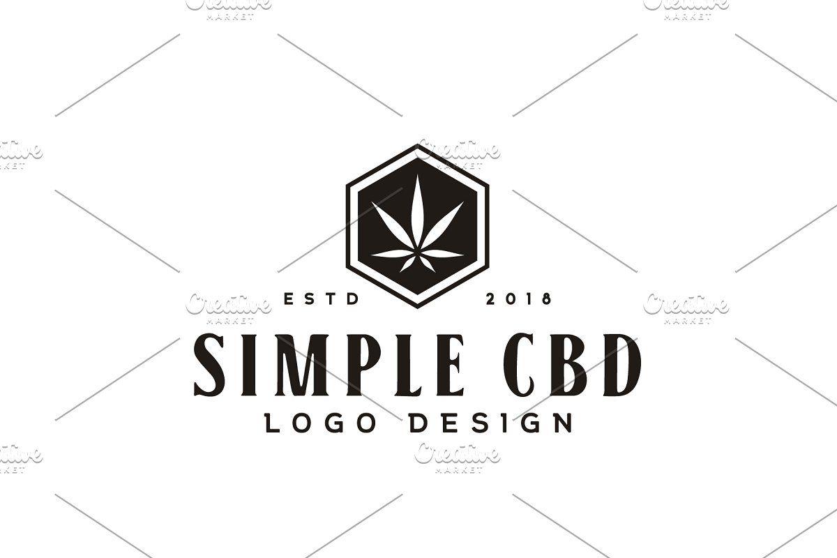CBD Logo - Vintage Typography Hexagon CBD logo