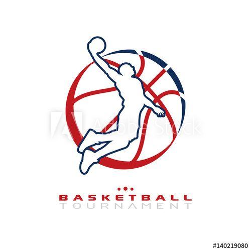 Dunk Logo - Basketball tournament logo. Silhouette of basketball player jump for ...