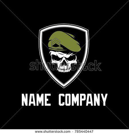 Miltary Logo - MILITARY SKULL LOGO WITH SHIELD. logo designs. Skull logo, Logos