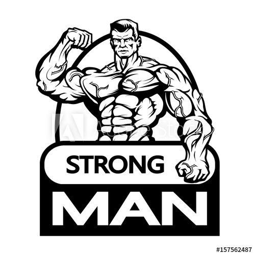 Strongman Logo - Gym logo.Bodybuilder with the muscular body.Sexy man with a ...