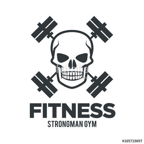 Strongman Logo - Cross Skull Fitness Sport Logo
