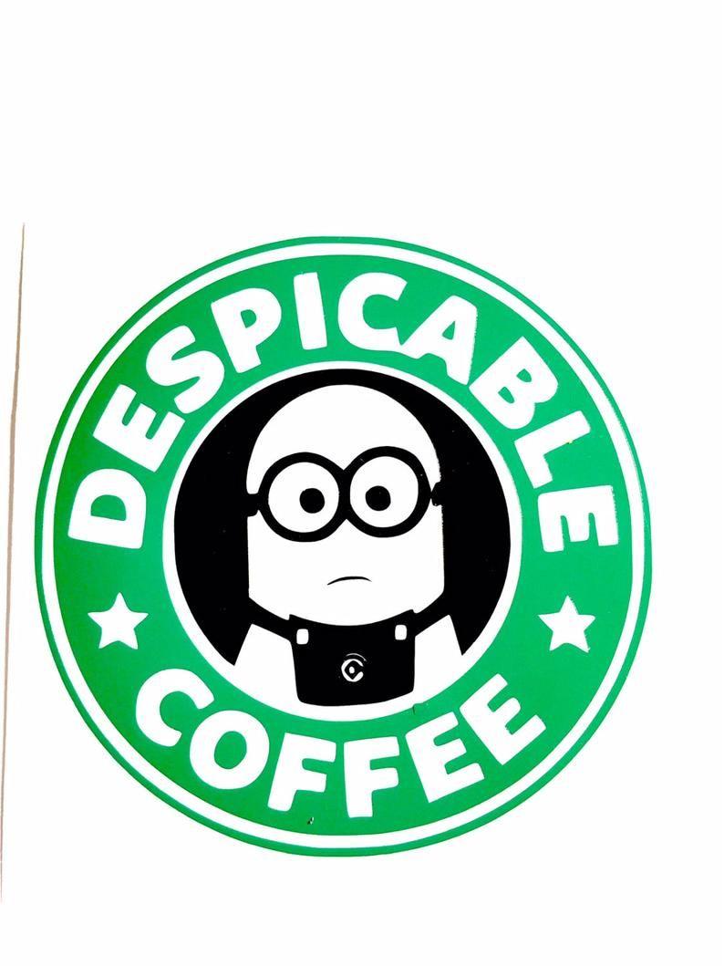 Minion Logo - DIY Coffee Logo Vinyl Decal, Despicable Coffee, Minion Character, Laptop Decal, Tablet, Car WIndow Decal, Cell Phone, Coffee Cup Decal