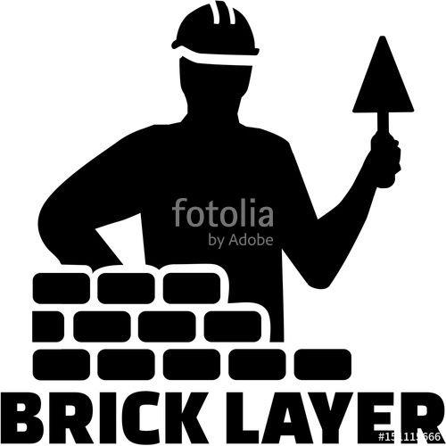 Bricklayer Logo - Bricklayer silhouette behind brick wall Stock image and royalty