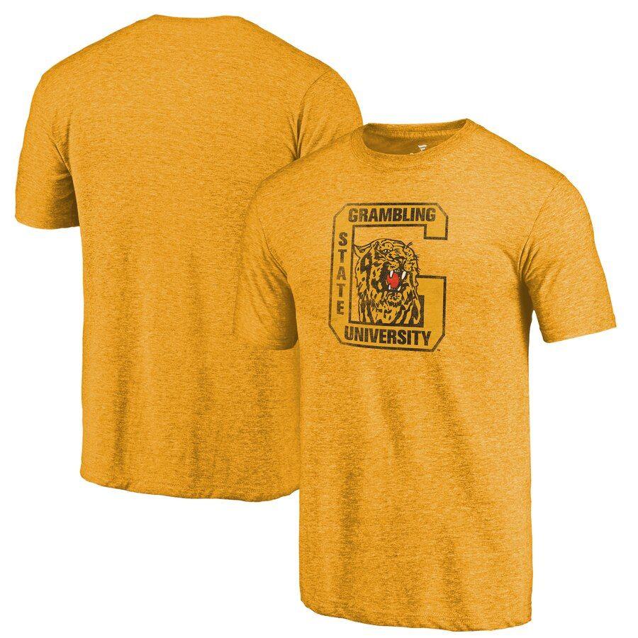 Grambling Logo - Men's Fanatics Branded Gold Grambling Tigers College Vault Primary Logo  Tri-Blend T-Shirt