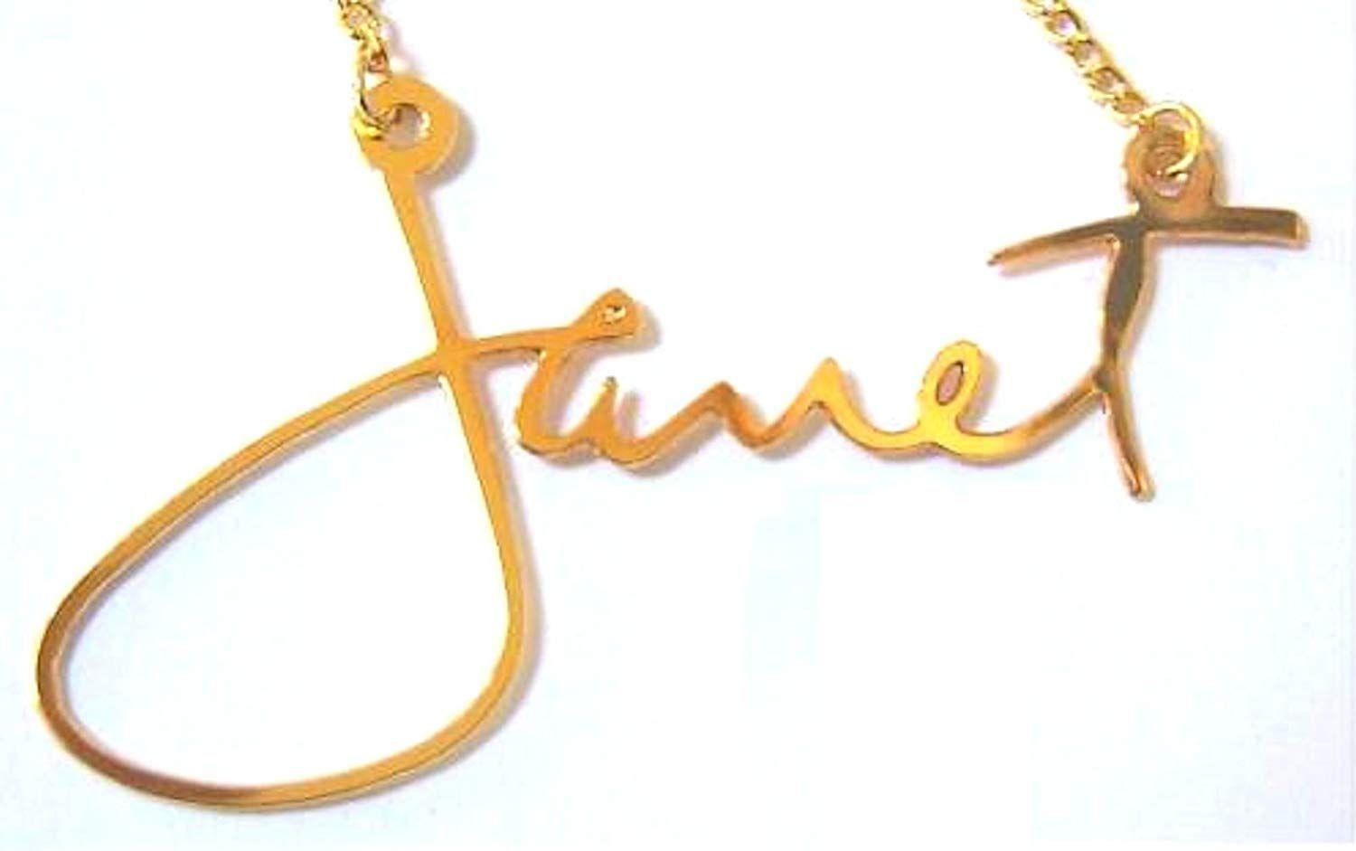 Janet Logo - Janet Jackson Signature Logo Gold Colored Metal Pendant Necklace