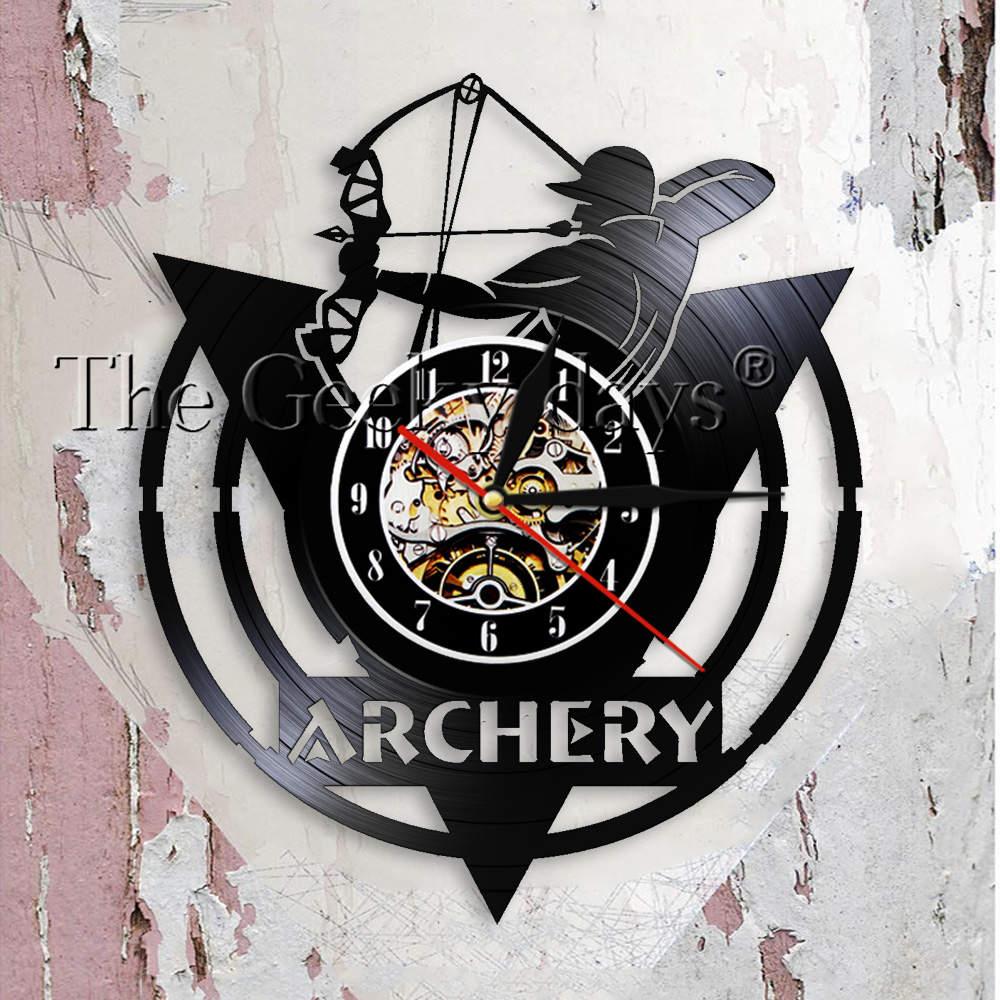 Archery Logo - US $19.0 |Arrows In The Hands Of Warriors Archery Bow Archery Wall Clock  Archery Logo Shoot Bow Target Vinyl Record Wall Clock Archer Gift-in Wall  ...