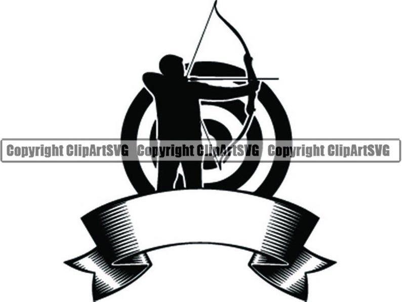 Archery Logo - Archery Logo #2 Sports Game Arrow Range Practice Competition Archer Bow  Target Ribbon .SVG .EPS .PNG Clipart Vector Cricut Cut Cutting File