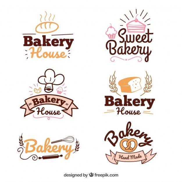 Backery Logo - Collection of bakery logos in hand drawn style Vector