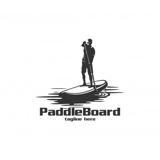Paddleboard Logo - Paddle board silhouette logo illustration Vector | Premium Download