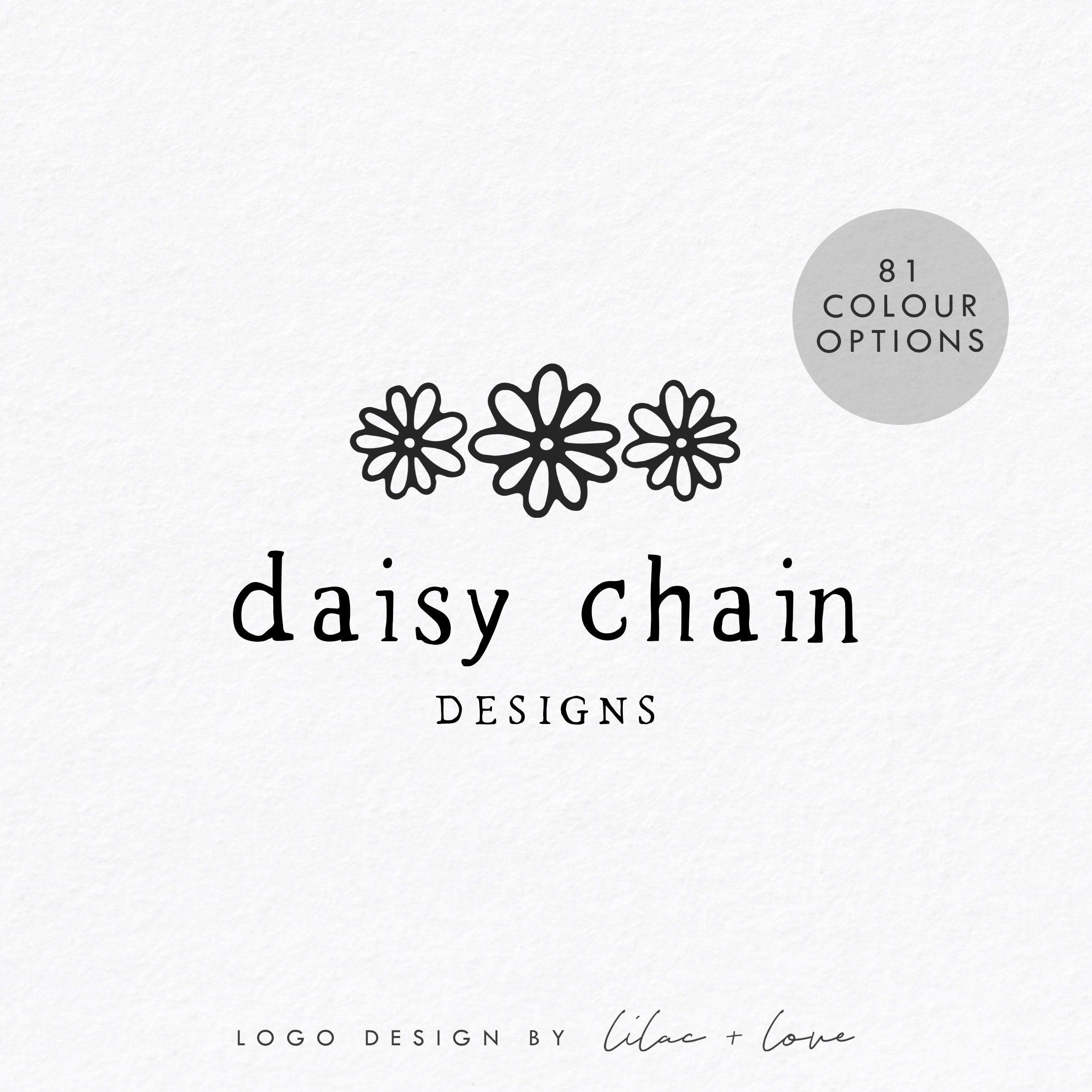 Daisies Logo - Pre Made Logo Design // Daisy Chain Logo, Floral Illustration Logo ...