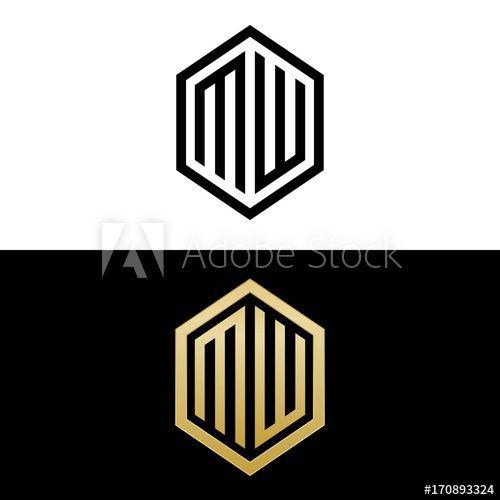 MW Logo - initial letters logo mw black and gold monogram hexagon shape vector ...