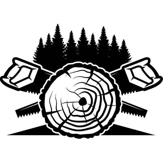 Lumberjack Logo - Lumberjack Logo #7 Saw Blades Tool Chop Forrest Tree Slice Trunk Stump  Woods Timer Woodcutter .SVG .EPS .PNG Vector Cricut Cut Cutting File