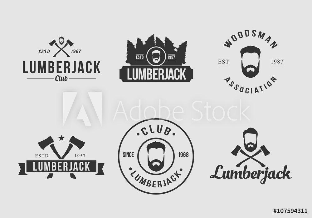 Lumberjack Logo - Photo & Art Print White and black lumberjack logo set