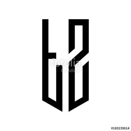 TZ Logo - initial letters logo tz black monogram pentagon shield shape Stock