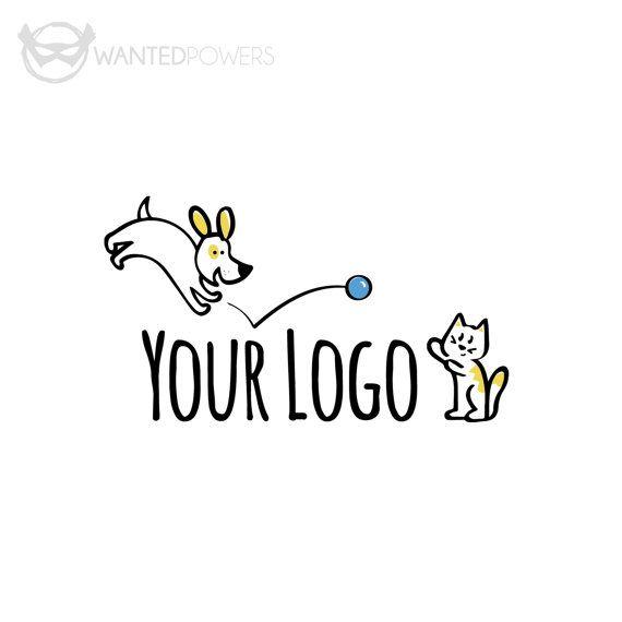 Cutesy Logo - Custom Pre-Made Logo Design - Jumping Dog Cat Logo - Pet Logo | Dog ...