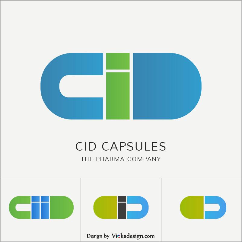 Capsule Logo - Capsule shape logo, pharma company logo, CID capsules logo, CID