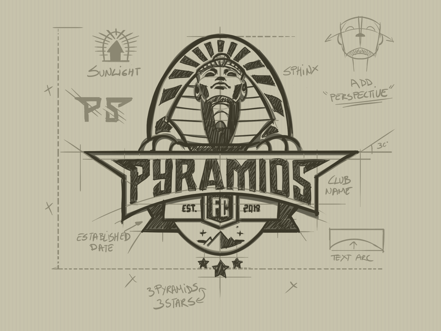 Sphinx Logo - Pyramids Fc logo design construction