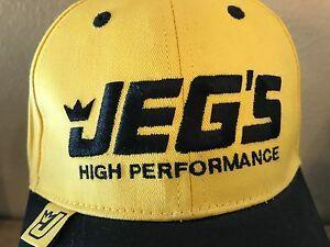 JEGS Logo - Details about NHRA Drag Racing JEGS HIGH PERFORMANCE Black Yellow  Embroidered Logo Cap Hat