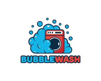 Wash Logo - Bubble Wash Logo design - Logo design of a washing machine with foam ...