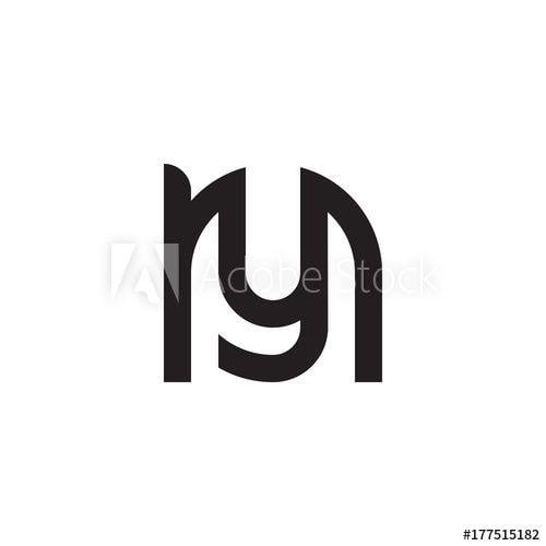 Yn Logo - Initial letter ny, yn, y inside n, linked line circle shape logo