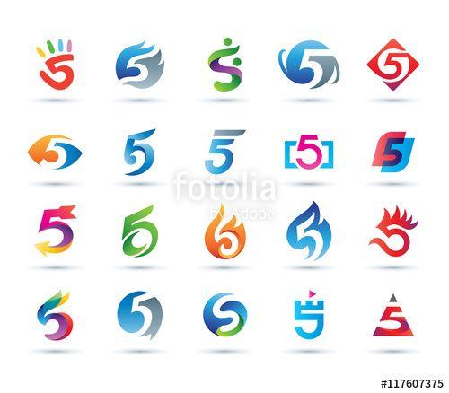 5 Logo - Set of Abstract Number 5 Logo - Vibrant and Colorful Icons Logos ...
