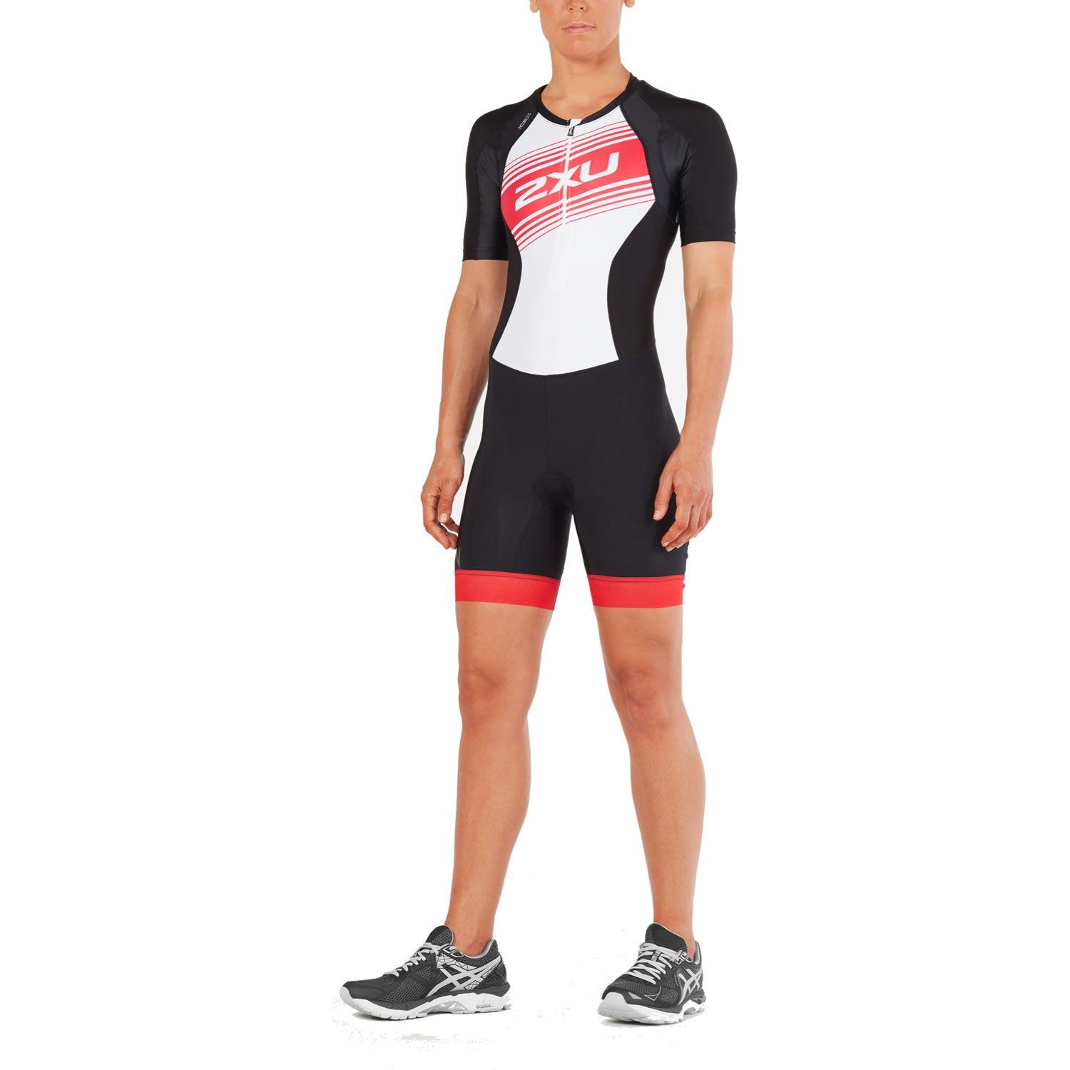 2XU Logo - Compression Sleeved Trisuit Women - 2XU - black/watermelon logo