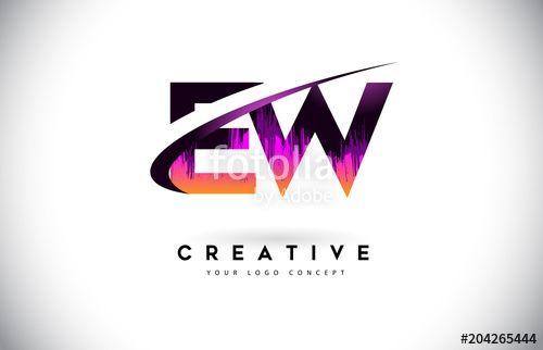 EW Logo - EW E W Grunge Letter Logo with Purple Vibrant Colors Design ...