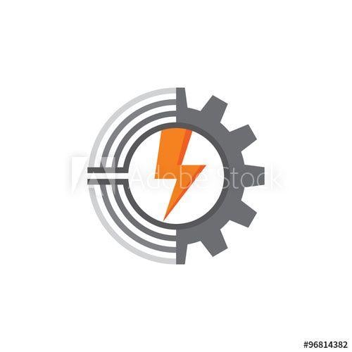 Mechanical Logo - Gear, lines and lightning - vector logo concept illustration. Gear ...