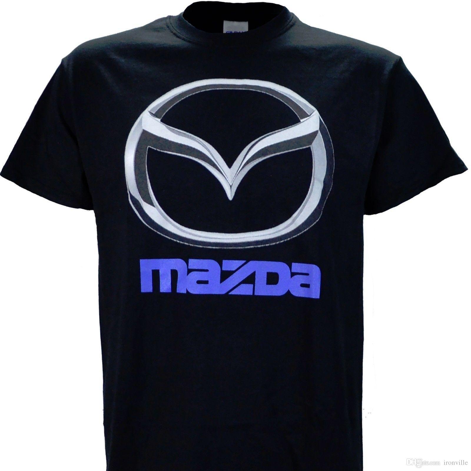 MX-5 Logo - Mazda Chrome Logo on a Black T Shirt Mazda3 Mazda6 MX-5 Miata CX-5 CX-3  CX-9 Short Sleeve T-Shirt Tops Sleeve Tops T-Shirt Homme