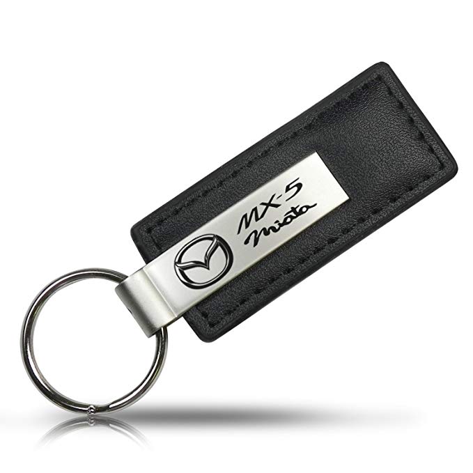 MX-5 Logo - Mazda MX 5 Miata Black Leather Key Chain